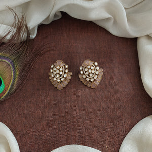 Victorian Moissanite Stone Stud Earrings – Navaratna, Mint, Red, Baby Pink, Coral