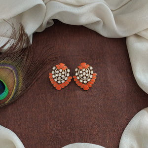 Victorian Moissanite Stone Stud Earrings – Navaratna, Mint, Red, Baby Pink, Coral