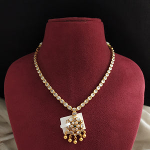 92.5 Pure Silver Traditional Attigai Necklace – Dazzling White Stones | Gold Replica Look


