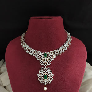 92.5 Silver CZ Diamond Replica Necklace – Dazzling Zircon Sparkle