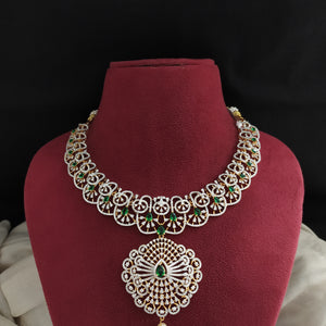 92.5 Silver CZ Diamond Replica Necklace – Dazzling Zircon Sparkle

