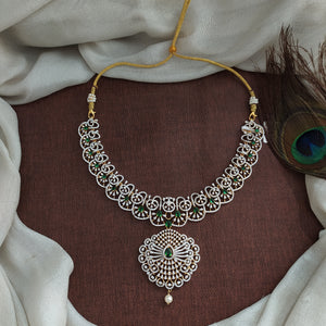 92.5 Silver CZ Diamond Replica Necklace – Dazzling Zircon Sparkle

