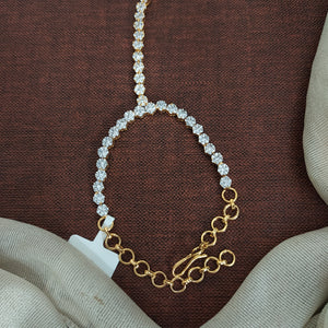 Diamond Finish Zircon Stones Hathpan with Adjustable Rings & Chain Bracelet – Single Piece

