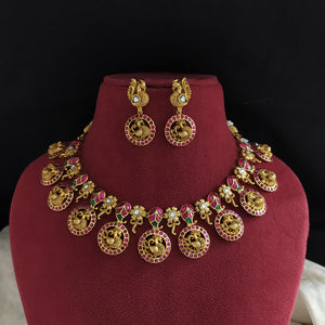 Jadau Kundan Necklace Set – Nakshi & Peacock Design