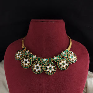 Green Jadau Kundan Necklace Set