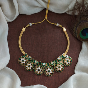 Green Jadau Kundan Necklace Set