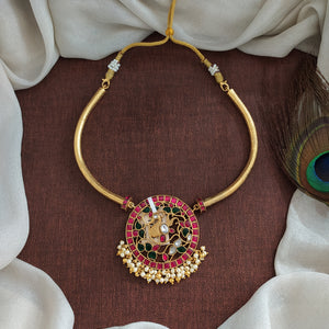 Jadau Kundan Hasli / Kanti Necklace – Peacock Design
