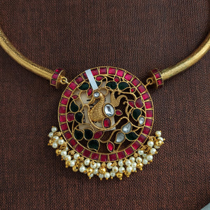 Jadau Kundan Hasli / Kanti Necklace – Peacock Design