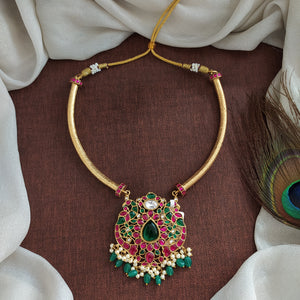 Jadau Kundan Hasli / Kanti Necklace – Peacock Design