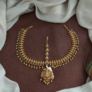 Antique Bridal Hair Accessories | Matt Finish Tikka Set | Traditional Bridal Jewellery