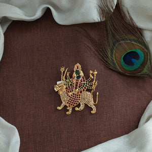 Maa Durga Kemp Stone Pendant | Temple Jewellery | Customizable with Chain