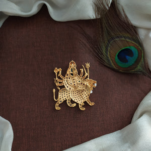 Maa Durga Kemp Stone Pendant | Temple Jewellery | Customizable with Chain
