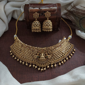 Antique Lakshmi Choker Set with Jhumki | Temple Jewellery | Bridal Choker