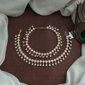 Gold-plated zircon Star Design Anklets with Stone Hangings