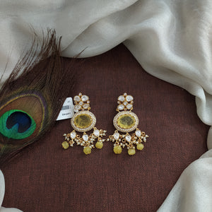 Gold-Plated Moissanite &amp; Doublet Stone Earrings – Timeless Elegance