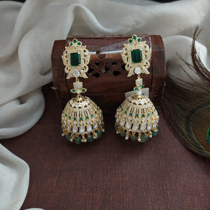 Gold-plated long Moissanite Jhumkas