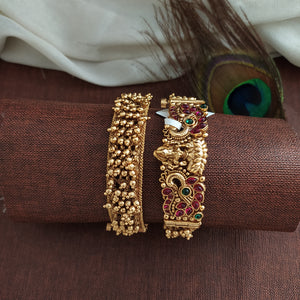 Antique Lakshmi Ghungroo Kada Bangles – Traditional Temple Jewellery (Sold as Single Piece)