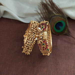 Antique Lakshmi Ghungroo Kada Bangles – Traditional Temple Jewellery (Sold as Single Piece)