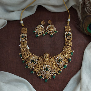 Antique Nakshi Work Lakshmi Necklace Set | Temple Jewellery | Bridal Necklace