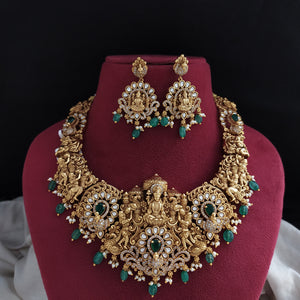 Antique Nakshi Work Lakshmi Necklace Set | Temple Jewellery | Bridal Necklace