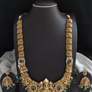 Antique Nakshi Work Lakshmi Long Haram Set | Temple Jewellery | Bridal Long Necklace