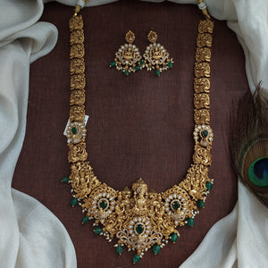 Antique Nakshi Work Lakshmi Long Haram Set | Temple Jewellery | Bridal Long Necklace