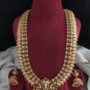 Antique Kasumalai Coin Long Haram with Jhumki | Traditional Temple Jewellery