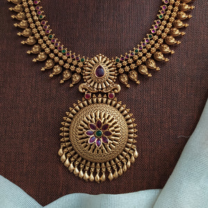 Matt Antique Long Haram Set | Traditional No Goddess Design