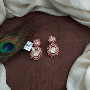 Polki Kundan Earrings | Traditional Ethnic Earrings | Available in White, Red & Green