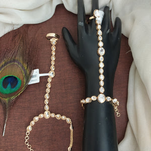 Uncut Polki Kundan Hathpan in Full White Stones – Single Piece