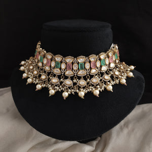 Elegant Kundan Choker Set in Victorian Finish