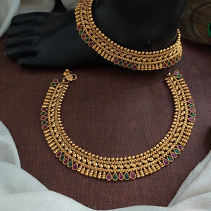 Antique Gold-Plated Bridal Anklets | Traditional Payal | Wedding Accessories