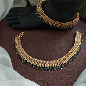 Antique Gold-Plated Bridal Anklets | Traditional Payal | Wedding Accessories