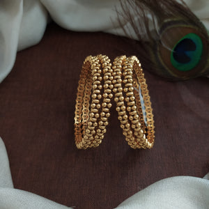 Festive Antique Bangle Set | Gold Polish | Traditional Bangles | 4 Pieces