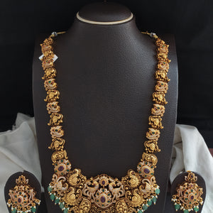 Antique Nakshi Work Lakshmi Statement Long Haram Set