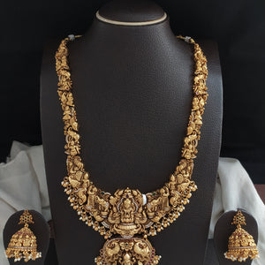Antique Nakshi Work Lakshmi Statement Long Haram Set