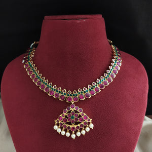Traditional Araku Kemp Addigai Necklace | Temple Jewellery | Bharatanatyam Dance Jewelry