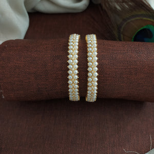 Elegant Freshwater Pearl Bangles | Classic Pearl Jewellery | Available in 2.4, 2.6, 2.8