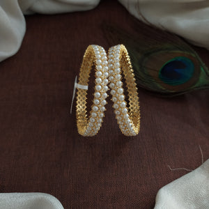 Elegant Freshwater Pearl Bangles | Classic Pearl Jewellery | Available in 2.4, 2.6, 2.8
