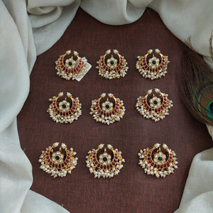 Kemp Stone Moon-Shaped Choti Hair Accessories – Traditional Festive Braid Jewellery Set of 9