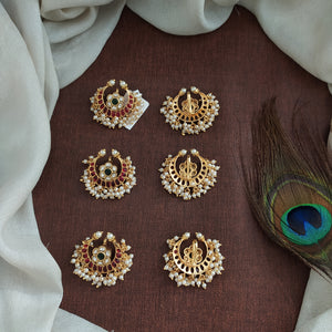 Kemp Stone Moon-Shaped Choti Hair Accessories – Traditional Festive Braid Jewellery Set of 9