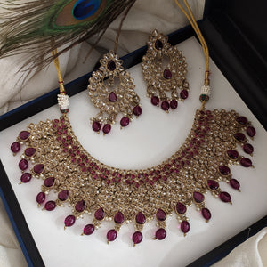 Gorgeous Mehandi Necklace With  Charming Chandbali Earrings