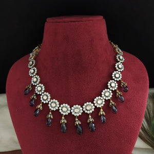 Silver Monzonite Necklace Set Having Dangling