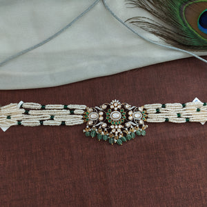 Alluring Silver Monzonite Choker With Pearls