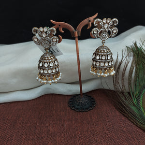 Silver Monzonite Jhumki With the White Pearls