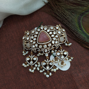 Beautiful Silver Monzonite Pendant Set With Earring