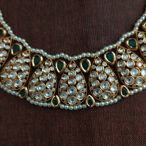 Kundan Necklace Set With Emerald Stones