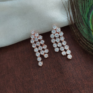 Rose Gold Polished Zircon Five Layer Necklace Set 