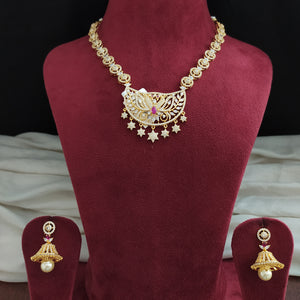Full White Zircon Necklace Set With Centre Ruby Stone