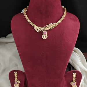 Stunning GOLD-PLATED AD & Zircon Necklace Set
